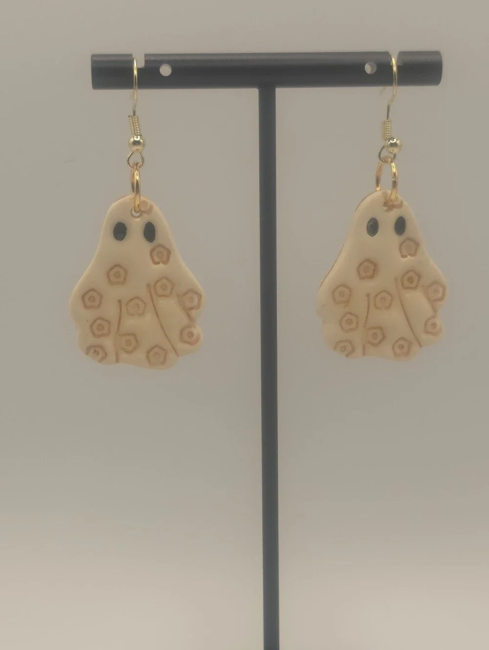 Handcrafted Cream Floral Ghost Drop Earrings